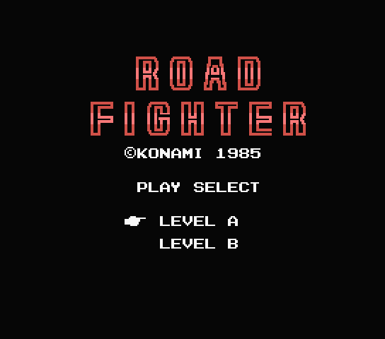 Road Fighter title screen for MSX